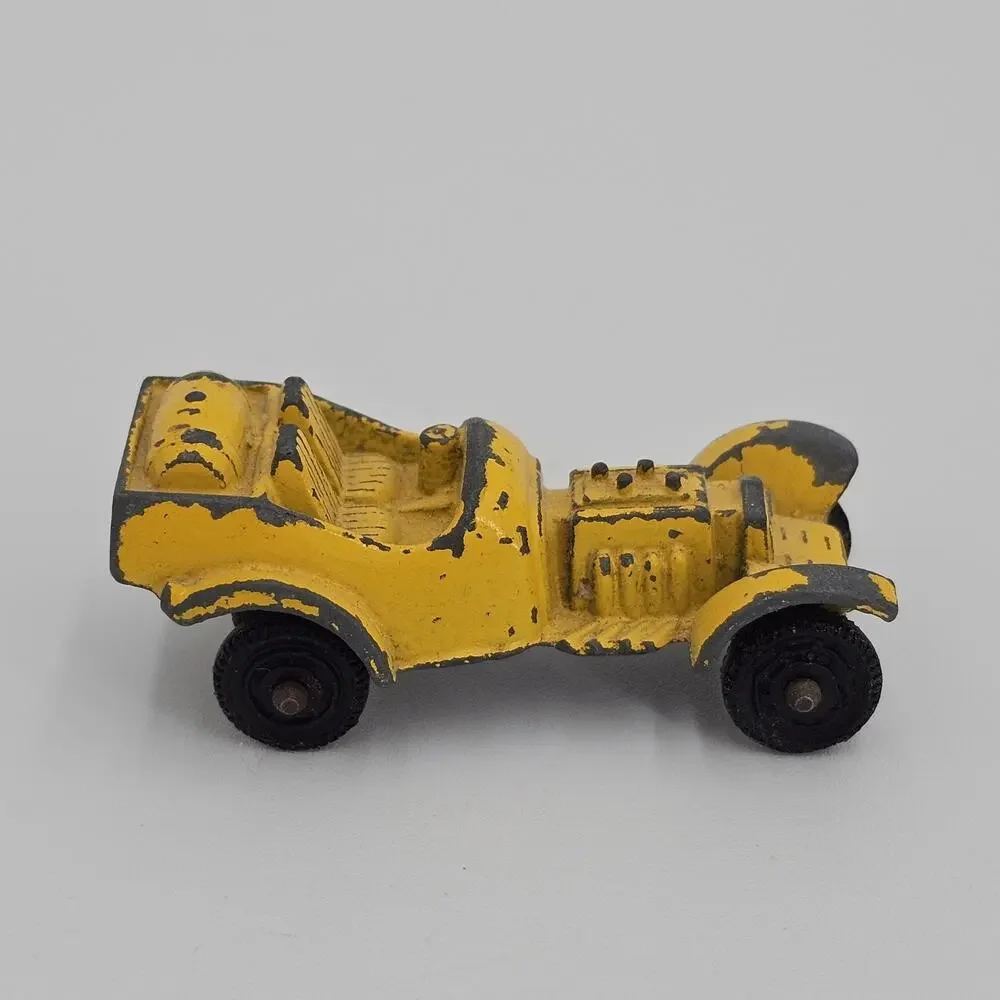 Vintage Tootsie Toy Car Die cast Yellow Roadster Hot Rod